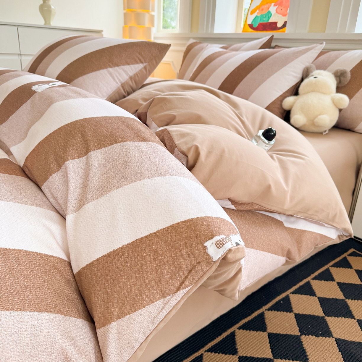 91家纺网 家纺一手货源 找家纺 千朵 2025新款全棉磨毛印花四件套 萌萌哒