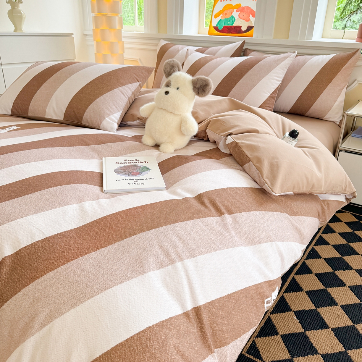 91家纺网 家纺一手货源 找家纺 千朵 2025新款全棉磨毛印花四件套 萌萌哒