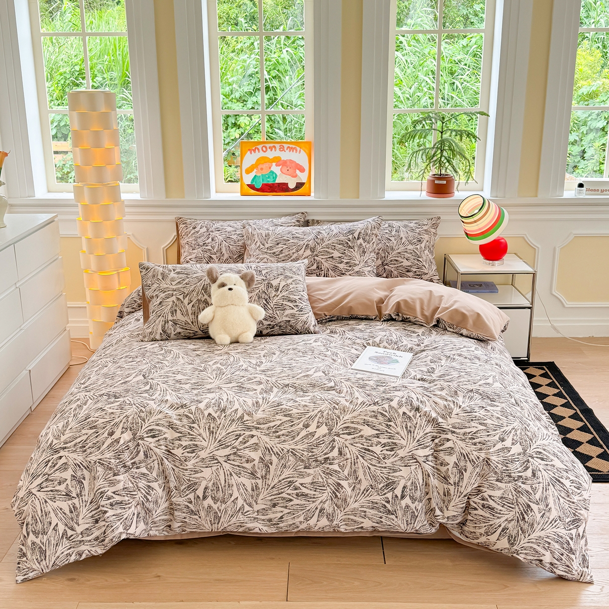 千朵 2025新款全棉磨毛印花四件套 乔安米