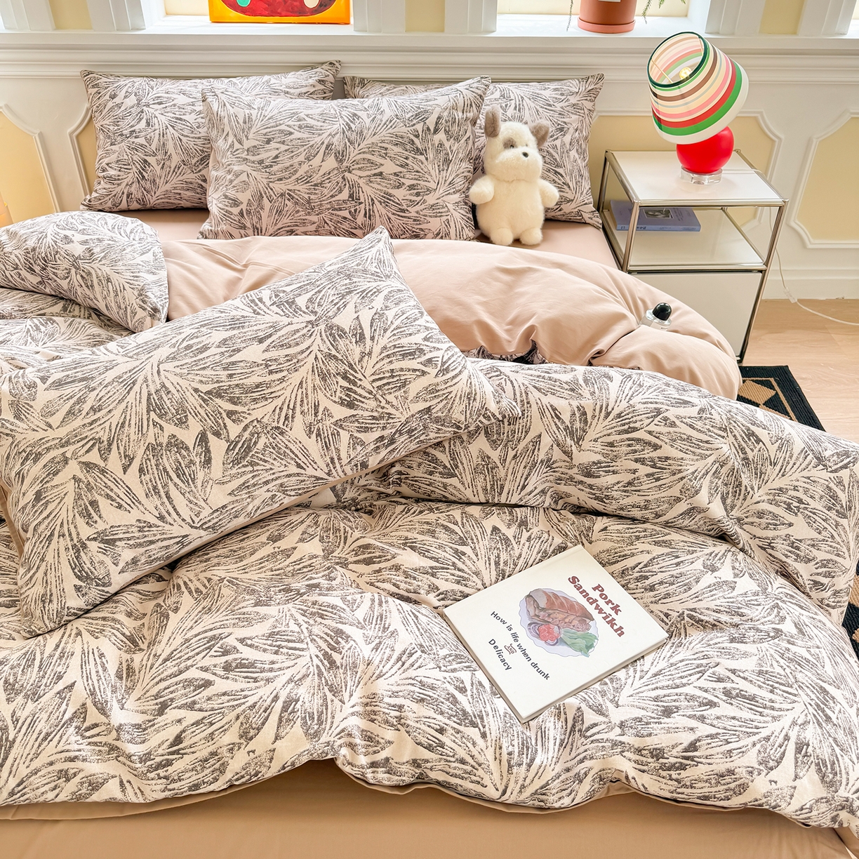 91家纺网 家纺一手货源 找家纺 千朵 2025新款全棉磨毛印花四件套 乔安米