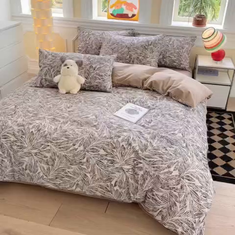 91家纺网 家纺一手货源 找家纺 千朵 2025新款全棉磨毛印花四件套 乔安米