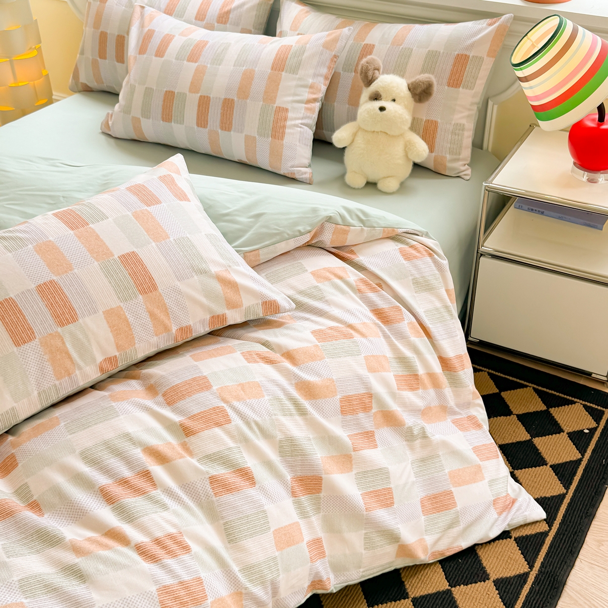 91家纺网 家纺一手货源 找家纺 千朵 2025新款全棉磨毛印花四件套 闲偶