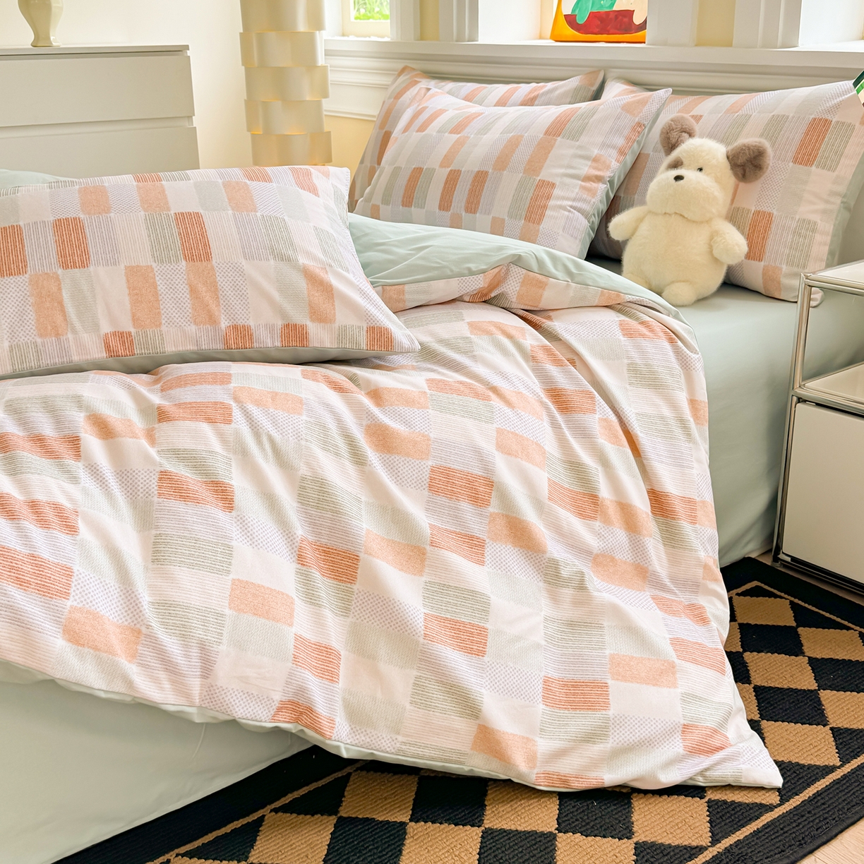 91家纺网 家纺一手货源 找家纺 千朵 2025新款全棉磨毛印花四件套 闲偶