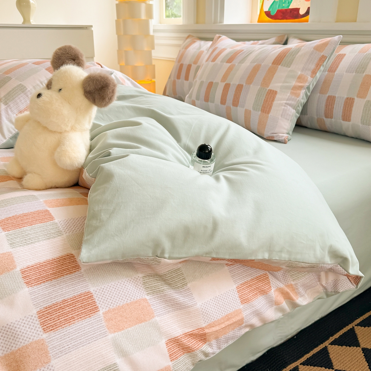 91家纺网 家纺一手货源 找家纺 千朵 2025新款全棉磨毛印花四件套 闲偶