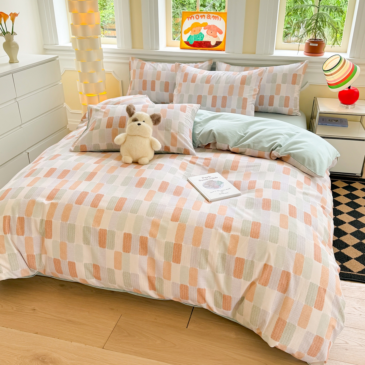 91家纺网 家纺一手货源 找家纺 千朵 2025新款全棉磨毛印花四件套 闲偶