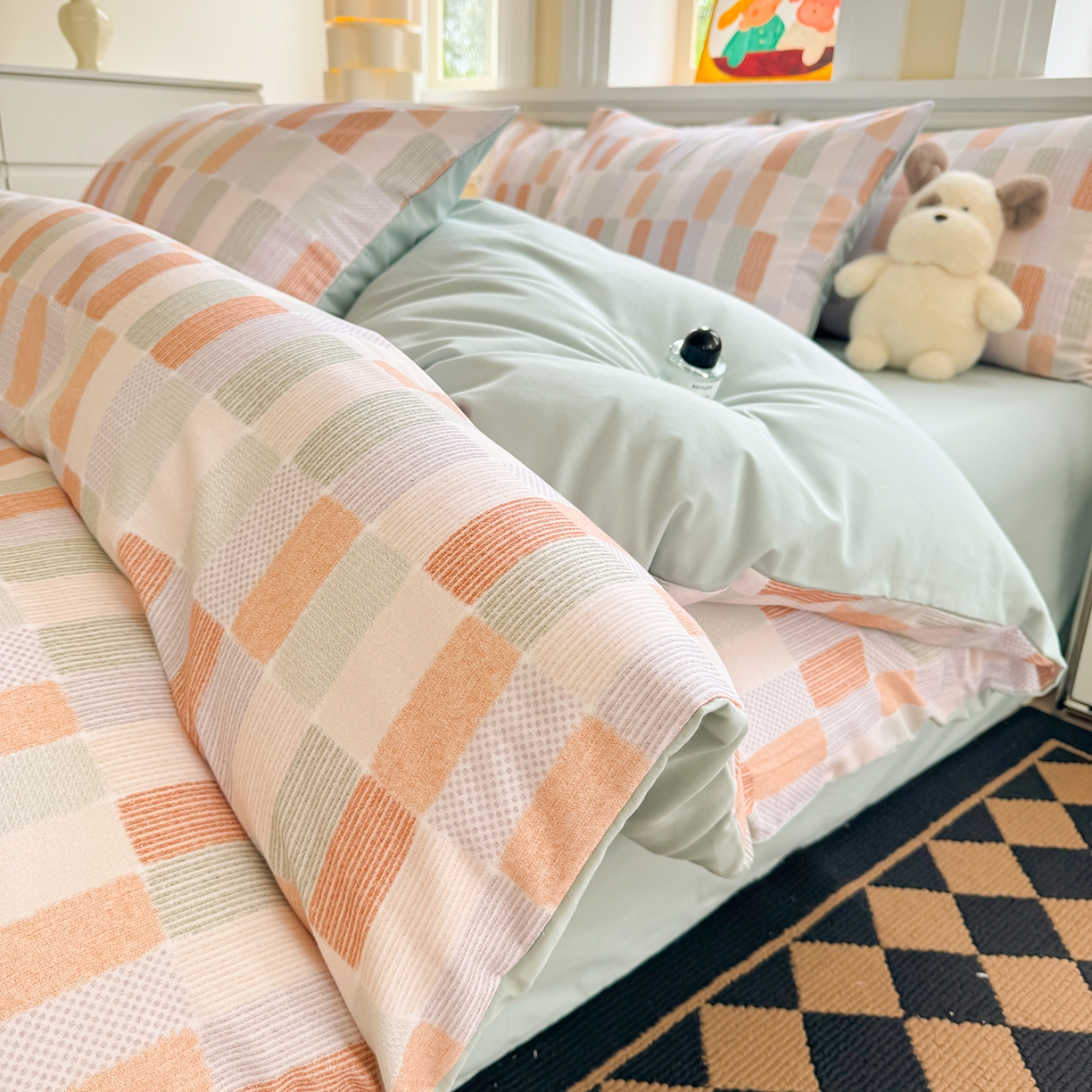 91家纺网 家纺一手货源 找家纺 千朵 2025新款全棉磨毛印花四件套 闲偶