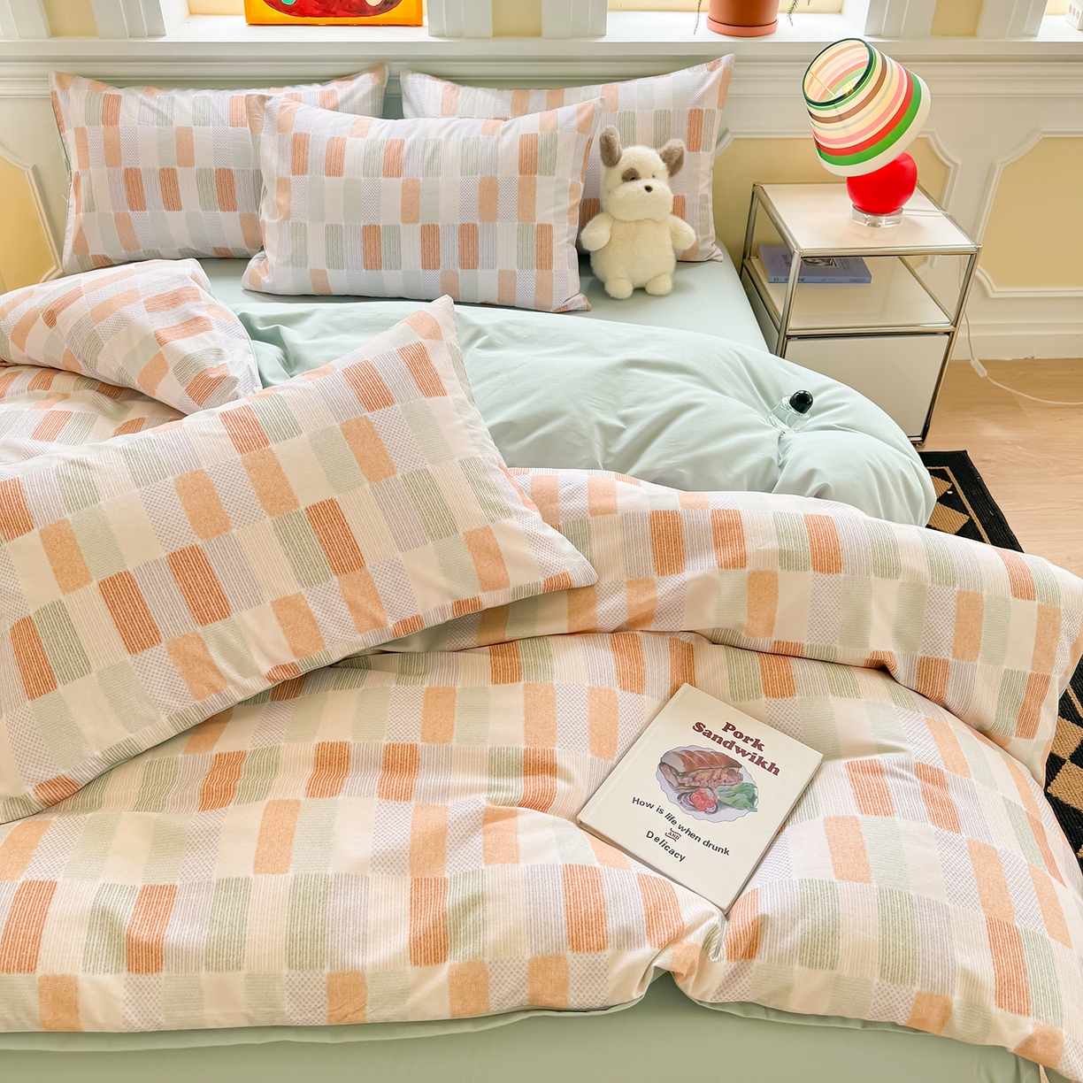 91家纺网 家纺一手货源 找家纺 千朵 2025新款全棉磨毛印花四件套 闲偶