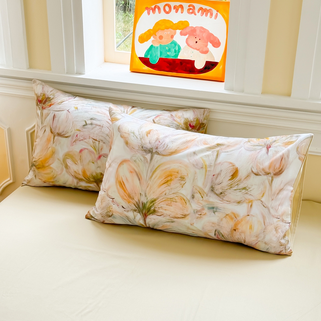 91家纺网 家纺一手货源 找家纺 千朵 2025新款全棉磨毛印花四件套 香兰黄