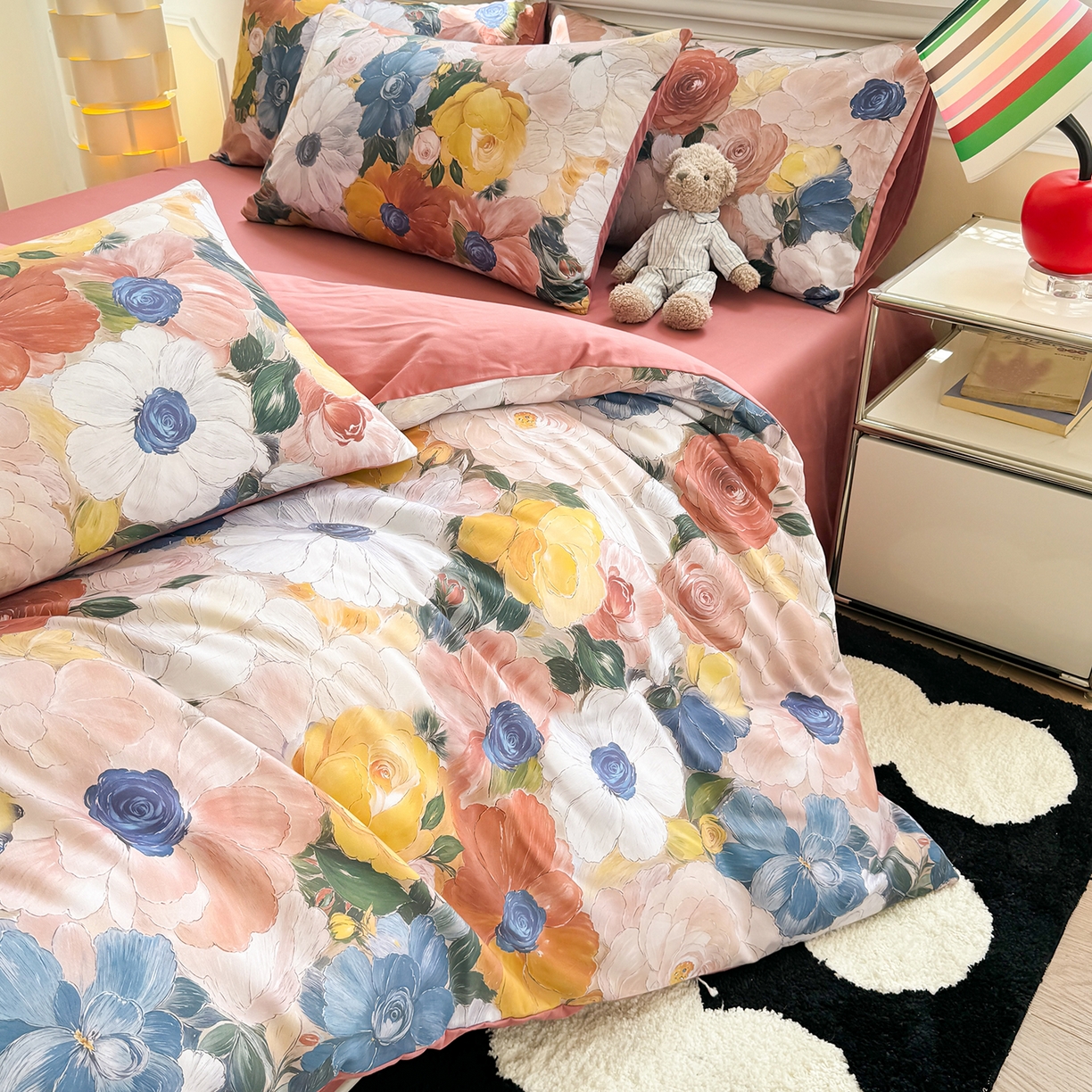 91家纺网 家纺一手货源 找家纺 千朵 2025新款全棉磨毛印花四件套 晓春集