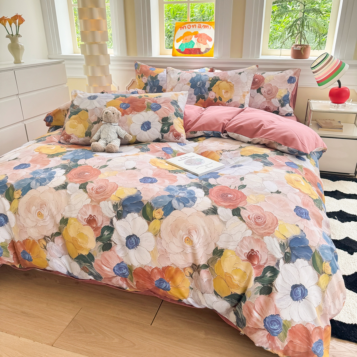 91家纺网 家纺一手货源 找家纺 千朵 2025新款全棉磨毛印花四件套 晓春集