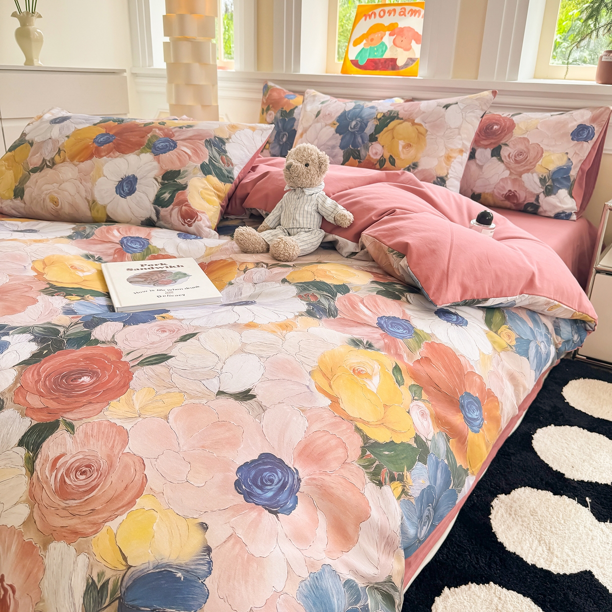 91家纺网 家纺一手货源 找家纺 千朵 2025新款全棉磨毛印花四件套 晓春集