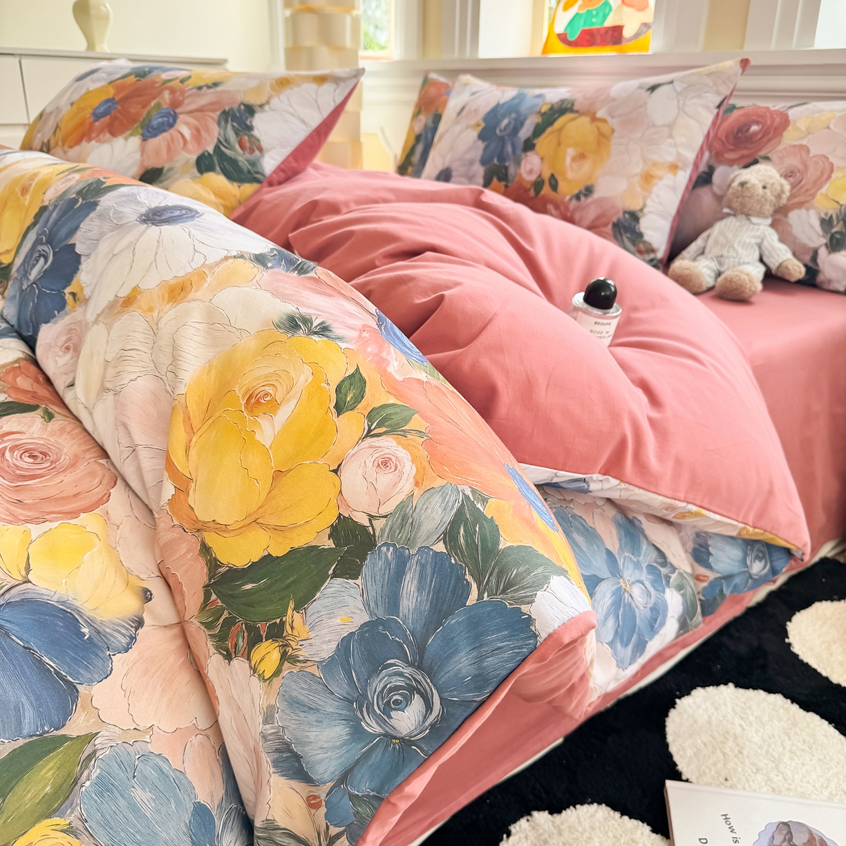 91家纺网 家纺一手货源 找家纺 千朵 2025新款全棉磨毛印花四件套 晓春集