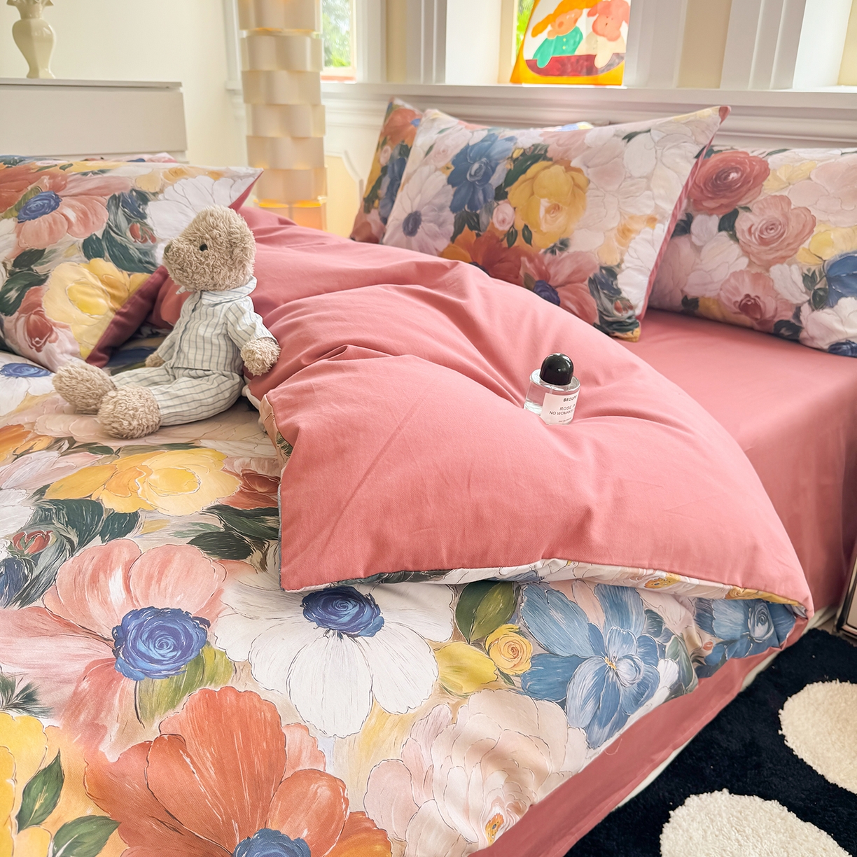 91家纺网 家纺一手货源 找家纺 千朵 2025新款全棉磨毛印花四件套 晓春集