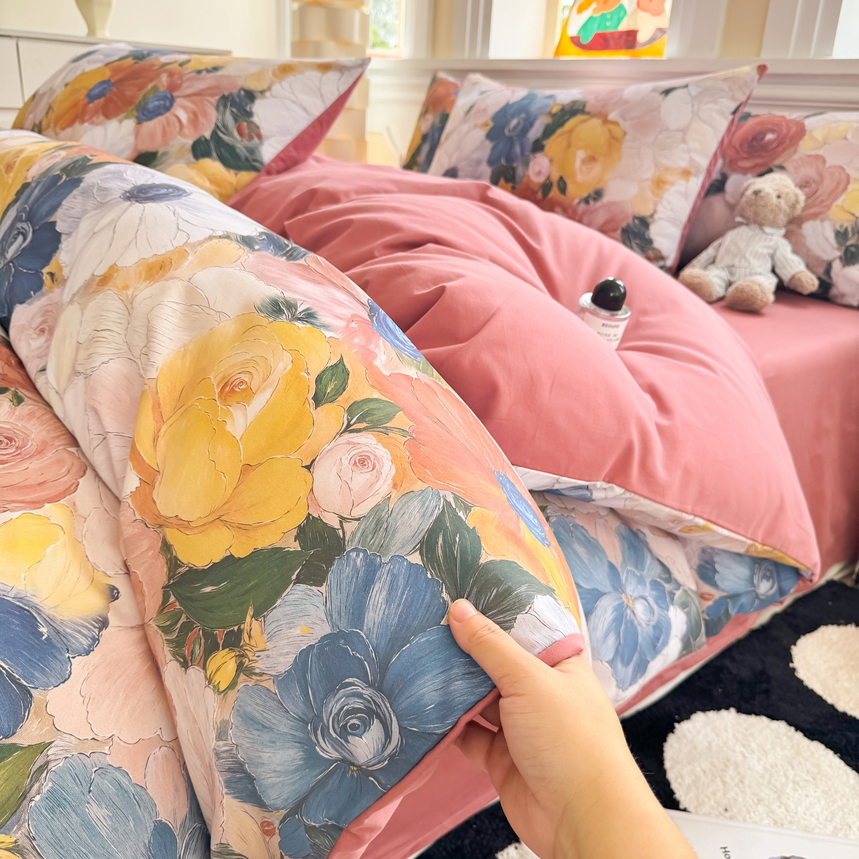 91家纺网 家纺一手货源 找家纺 千朵 2025新款全棉磨毛印花四件套 晓春集