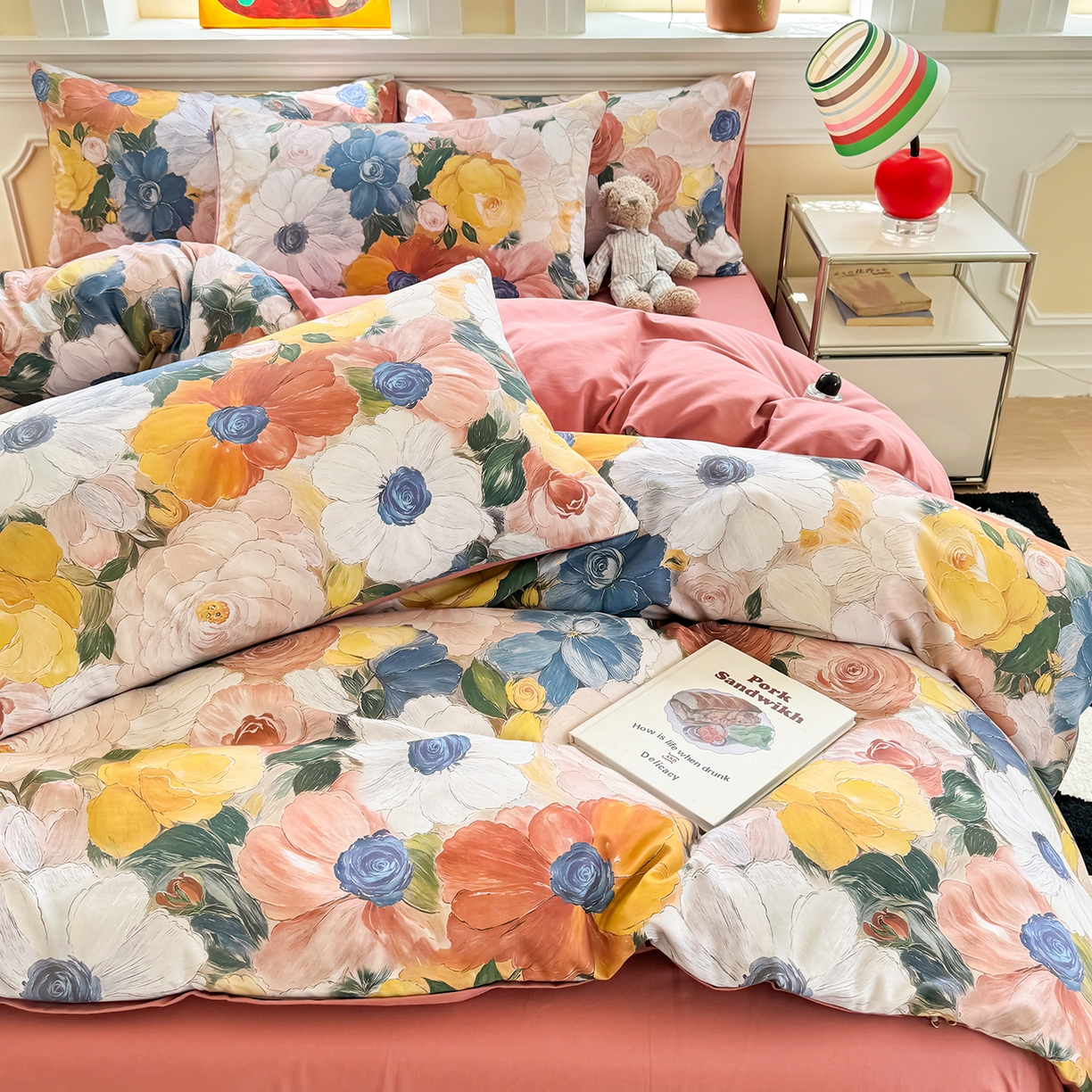 91家纺网 家纺一手货源 找家纺 千朵 2025新款全棉磨毛印花四件套 晓春集