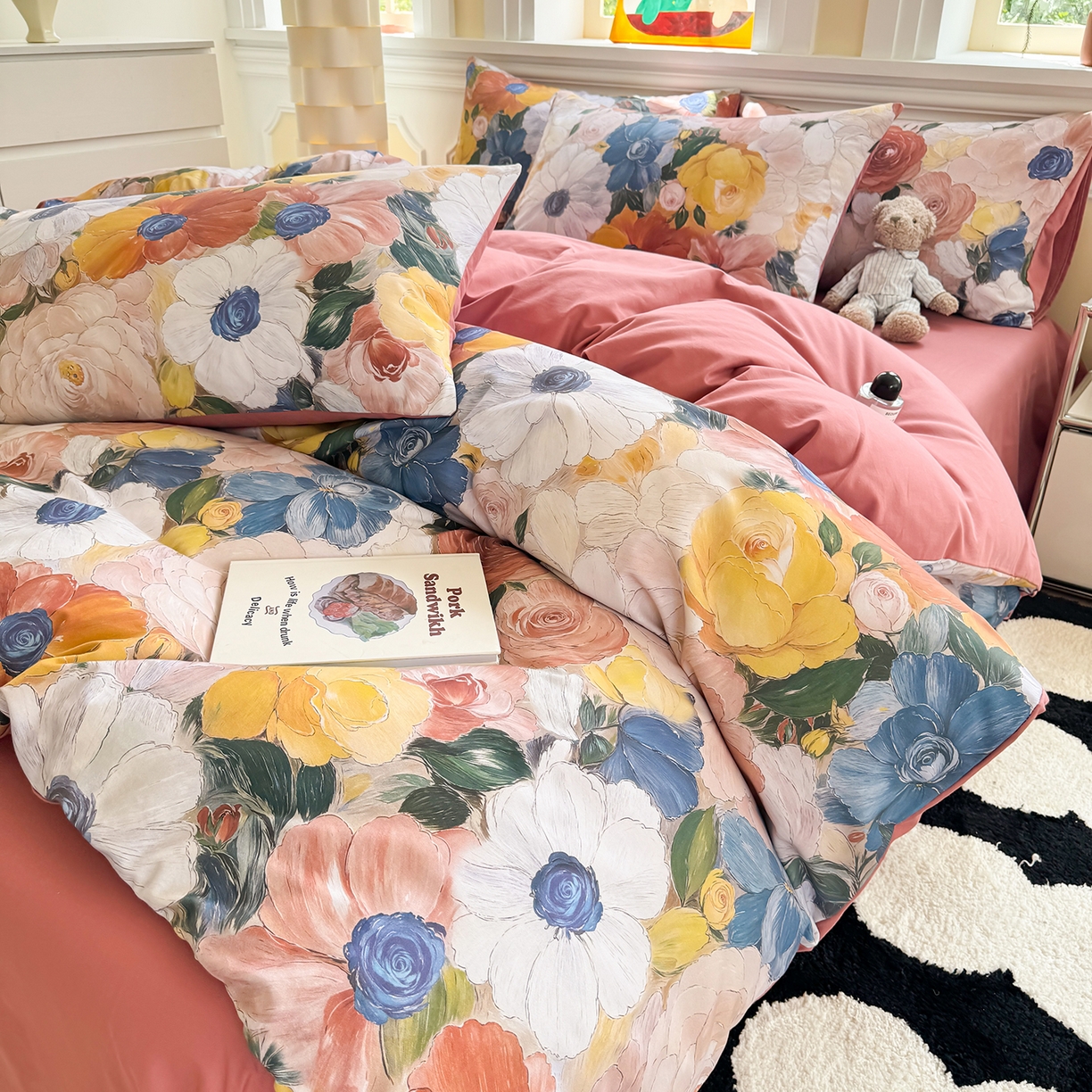 91家纺网 家纺一手货源 找家纺 千朵 2025新款全棉磨毛印花四件套 晓春集