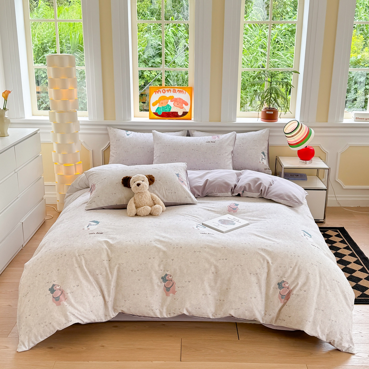 千朵 2025新款全棉磨毛印花四件套 幸福熊