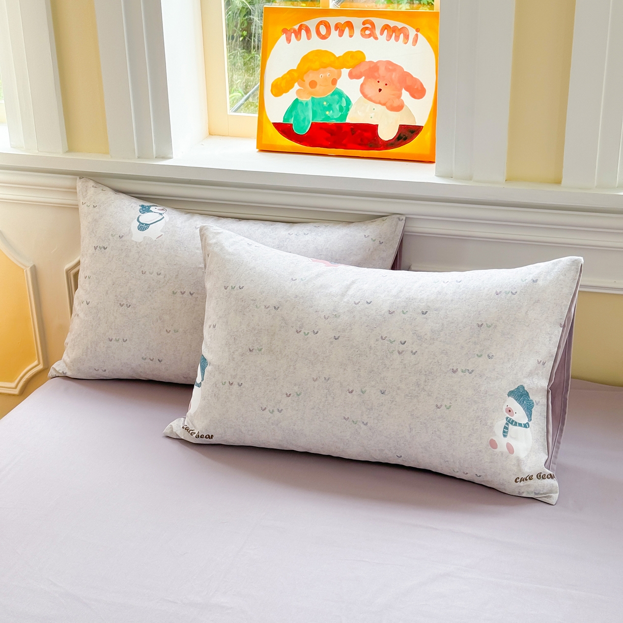 91家纺网 家纺一手货源 找家纺 千朵 2025新款全棉磨毛印花四件套 幸福熊