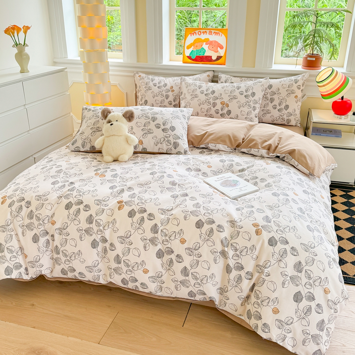 91家纺网 家纺一手货源 找家纺 千朵 2025新款全棉磨毛印花四件套 雅集