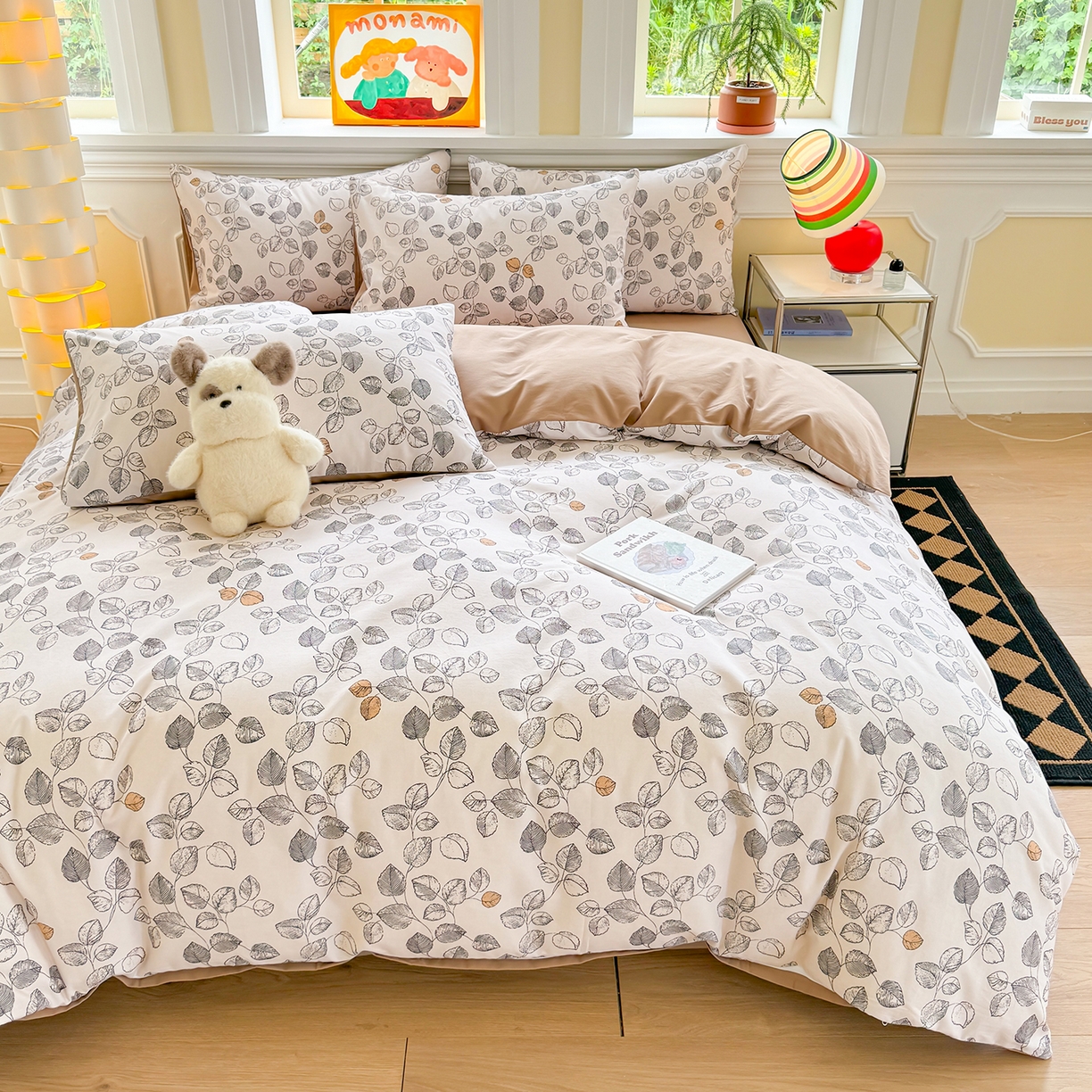 91家纺网 家纺一手货源 找家纺 千朵 2025新款全棉磨毛印花四件套 雅集