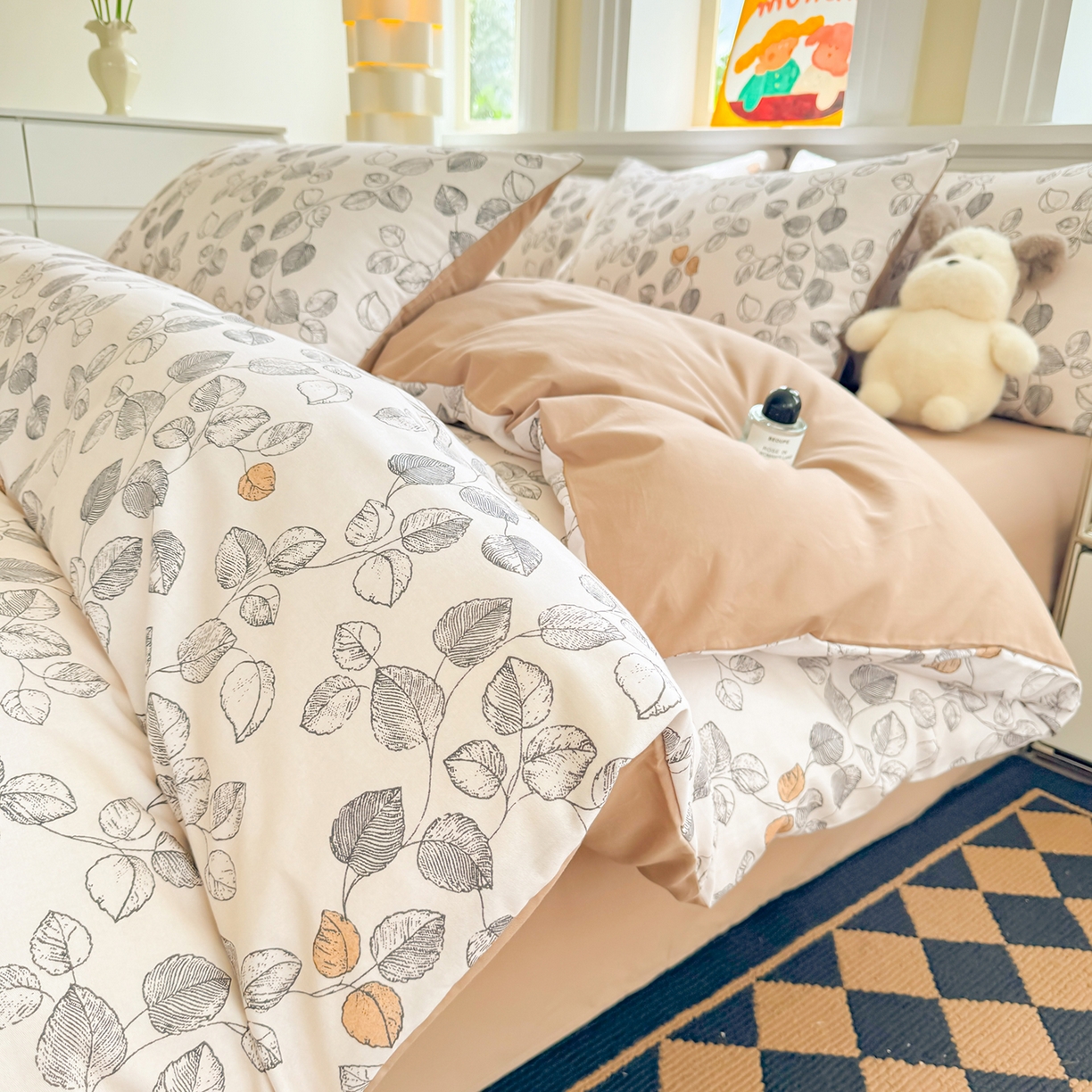 91家纺网 家纺一手货源 找家纺 千朵 2025新款全棉磨毛印花四件套 雅集