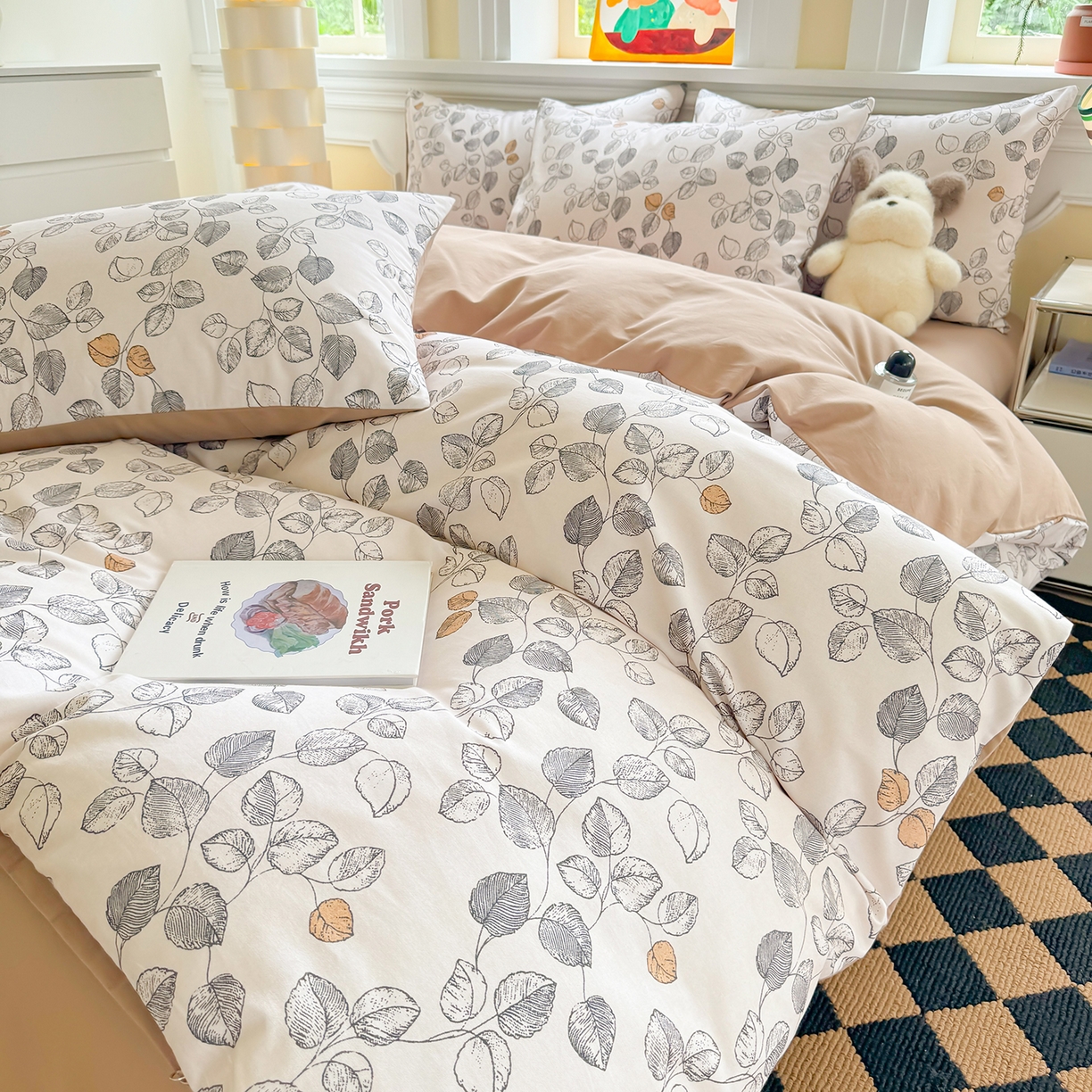 91家纺网 家纺一手货源 找家纺 千朵 2025新款全棉磨毛印花四件套 雅集