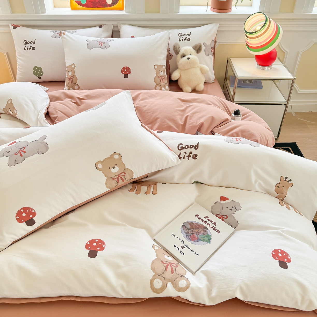 91家纺网 家纺一手货源 找家纺 千朵 2025新款全棉磨毛印花四件套 一鹿有你