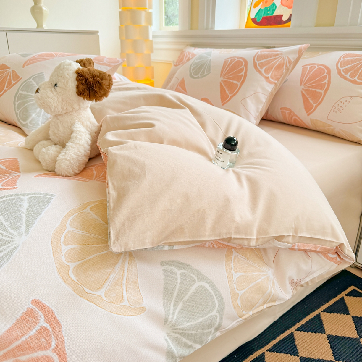 91家纺网 家纺一手货源 找家纺 千朵 2025新款全棉磨毛印花四件套 柚见玉