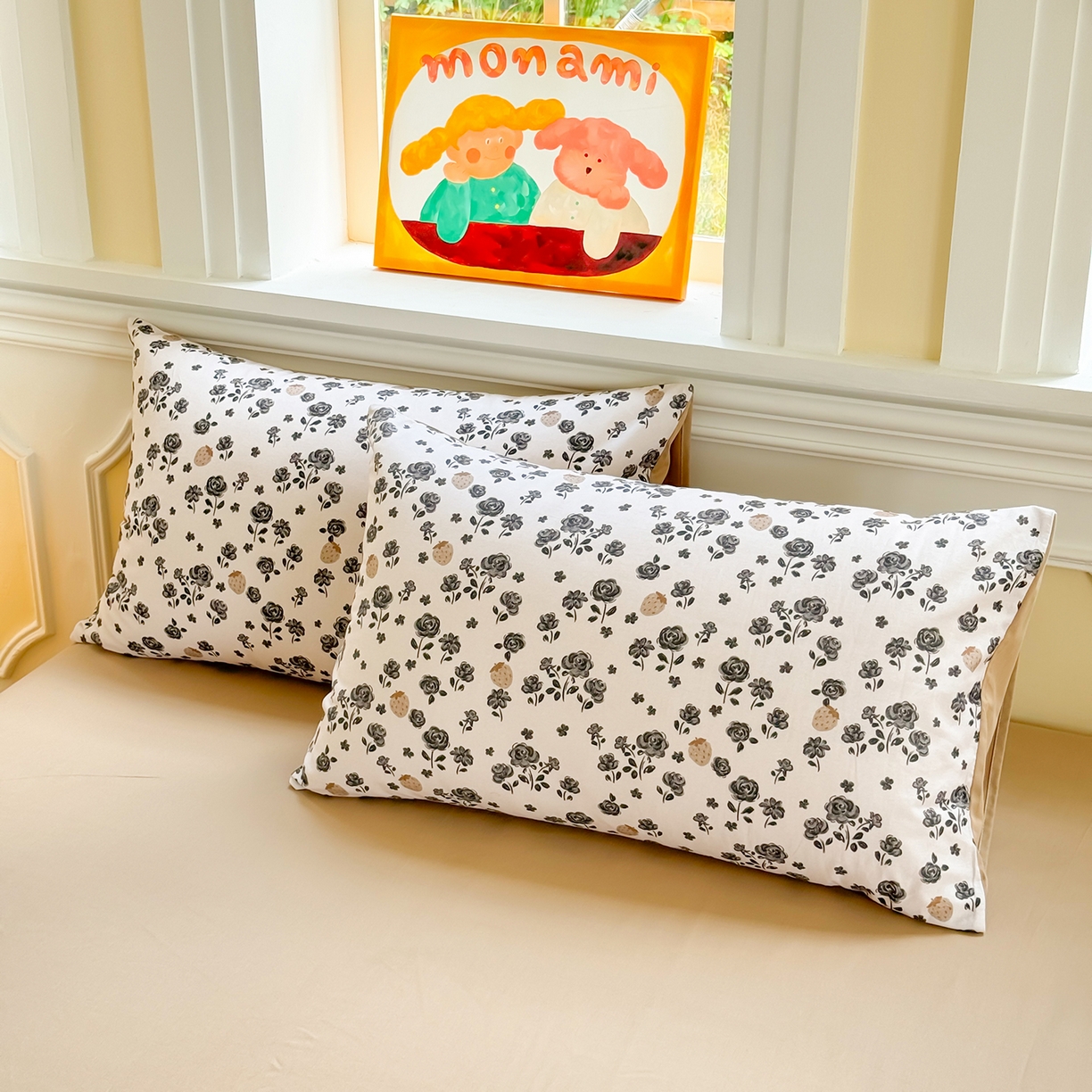 91家纺网 家纺一手货源 找家纺 千朵 2025新款全棉磨毛印花四件套 语棠米