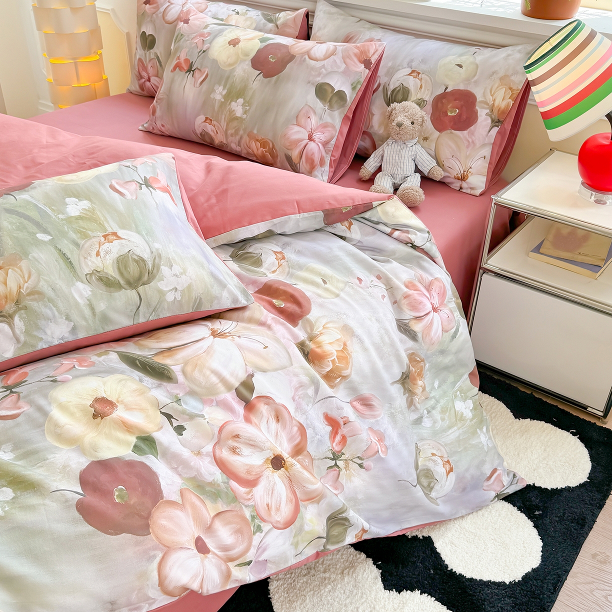 91家纺网 家纺一手货源 找家纺 千朵 2025新款全棉磨毛印花四件套 鸢香