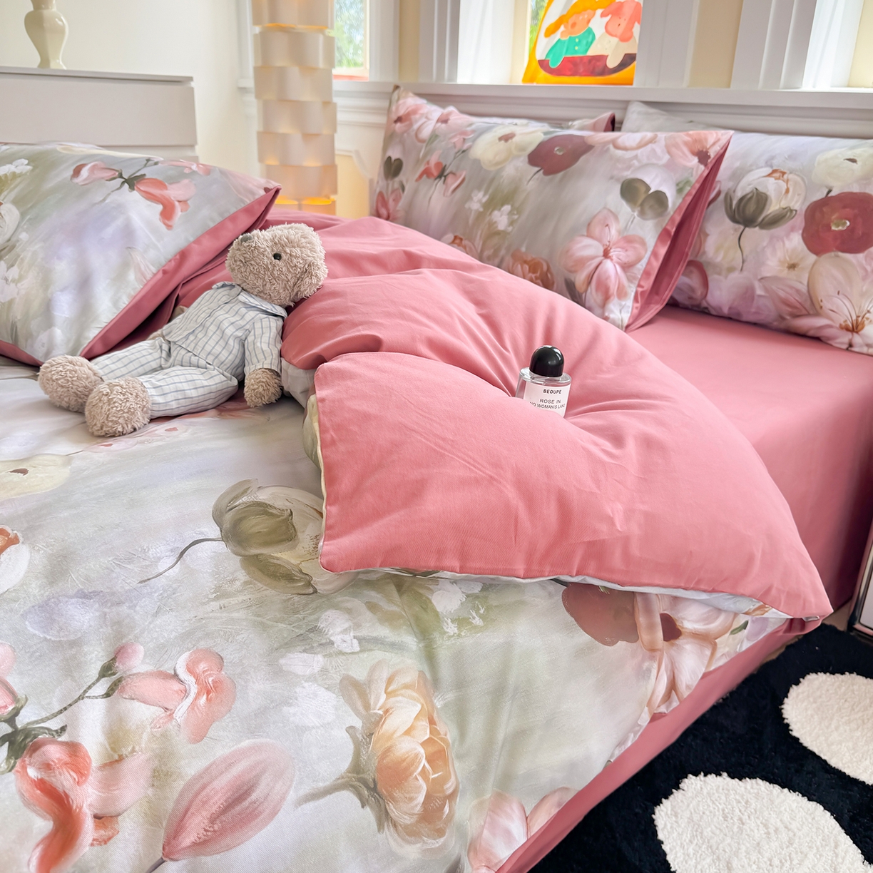 91家纺网 家纺一手货源 找家纺 千朵 2025新款全棉磨毛印花四件套 鸢香