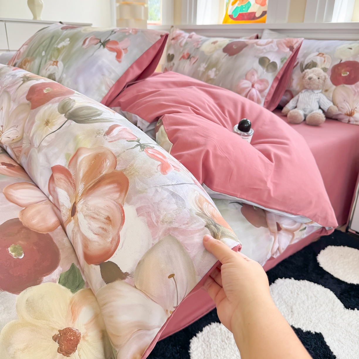 91家纺网 家纺一手货源 找家纺 千朵 2025新款全棉磨毛印花四件套 鸢香