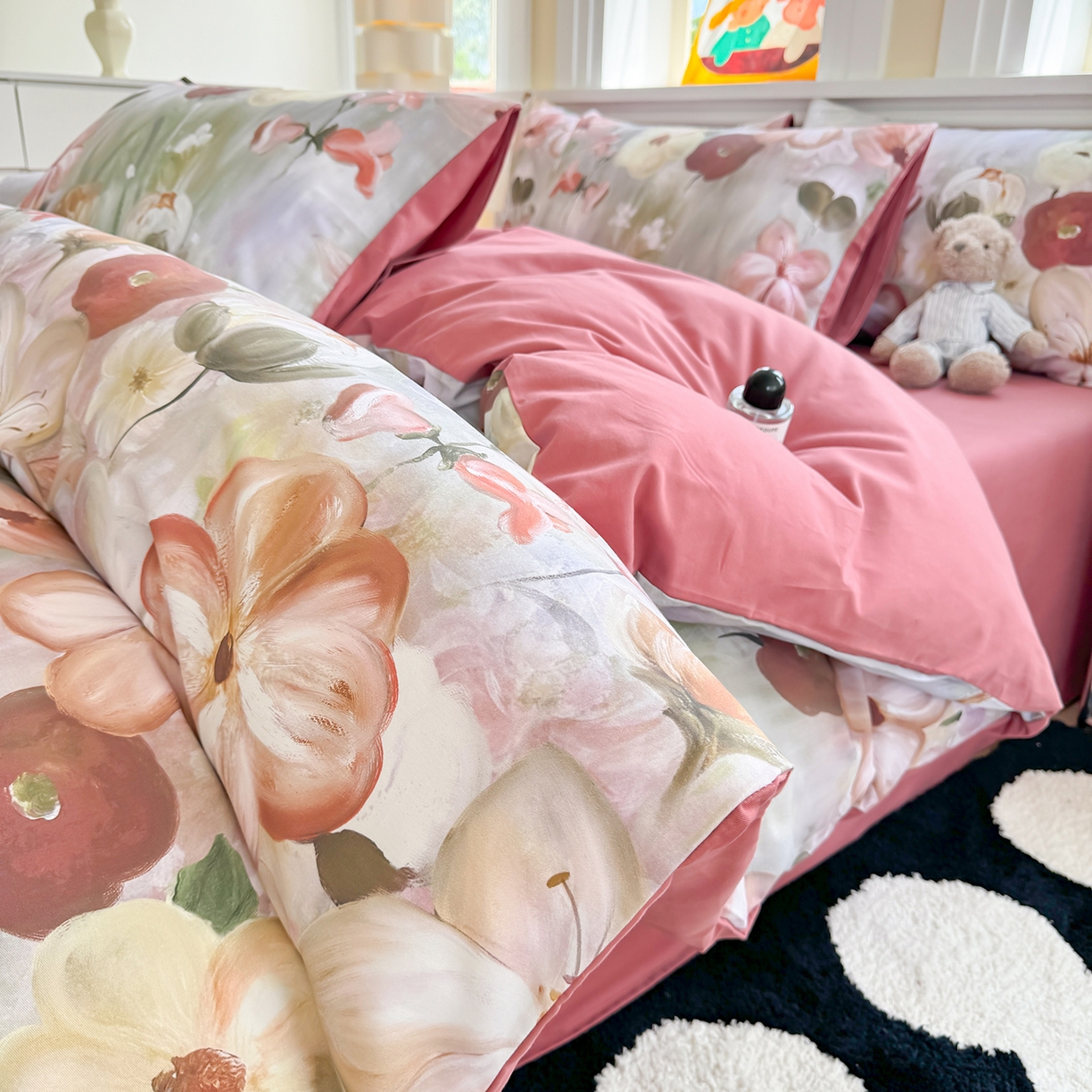 91家纺网 家纺一手货源 找家纺 千朵 2025新款全棉磨毛印花四件套 鸢香