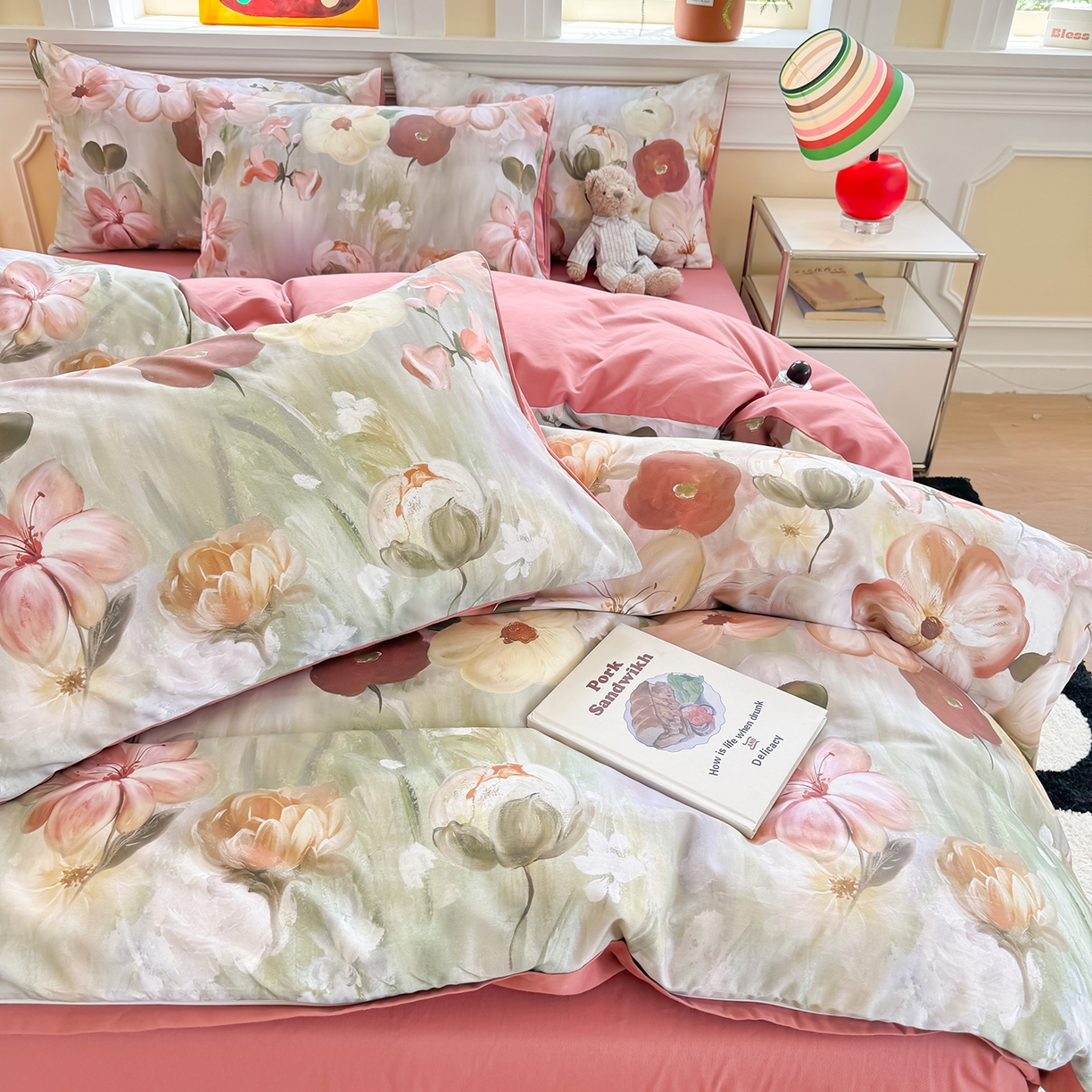 91家纺网 家纺一手货源 找家纺 千朵 2025新款全棉磨毛印花四件套 鸢香