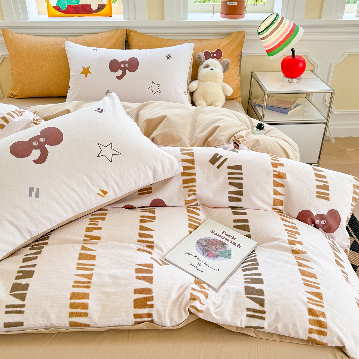 91家纺网 家纺一手货源 找家纺 千朵 2025新款全棉磨毛印花四件套 自由象