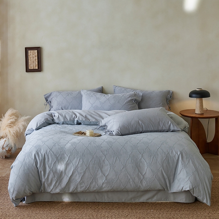 91家纺网 家纺一手货源 找家纺 （总）简纯主义 2025新款浮雕提花全棉磨毛四件套