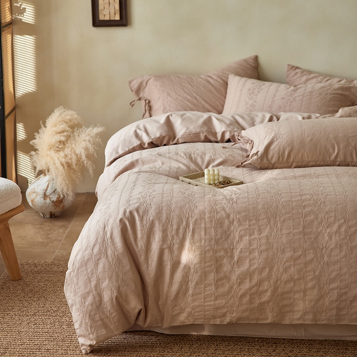 91家纺网 家纺一手货源 找家纺 （总）简纯主义 2025新款浮雕提花全棉磨毛四件套