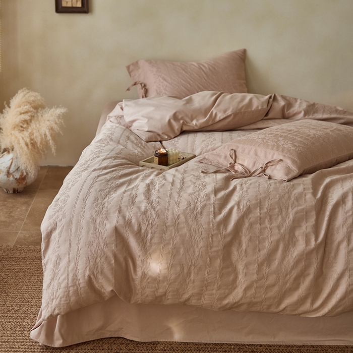 91家纺网 家纺一手货源 找家纺 （总）简纯主义 2025新款浮雕提花全棉磨毛四件套