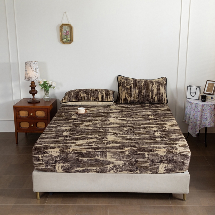 91家纺网 家纺一手货源 找家纺 库里梦家纺 2025直播网红爆款加厚兔兔绒床笠单件床笠单品床笠枕套三件套跨境床笠 印象派