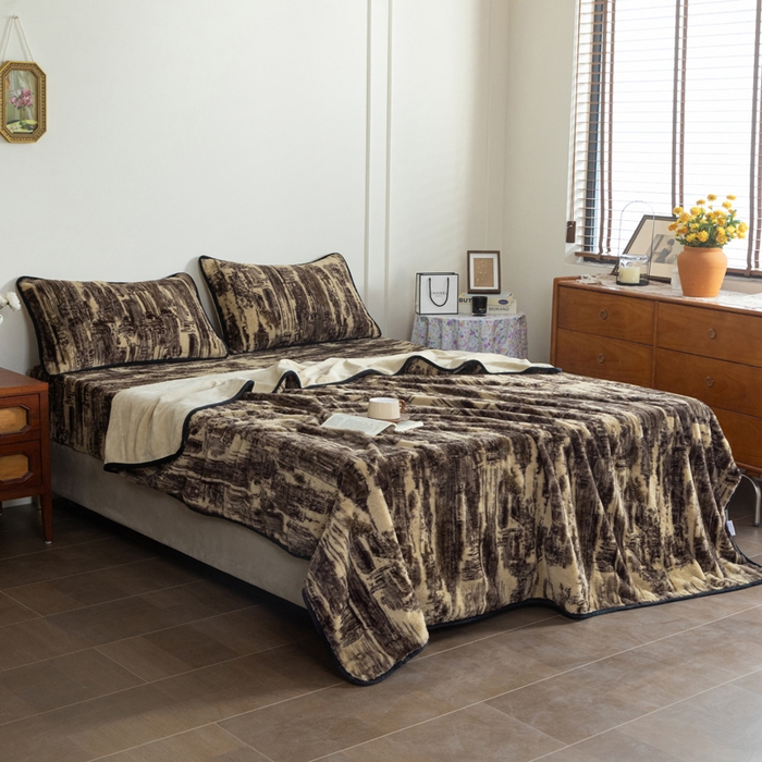 91家纺网 家纺一手货源 找家纺 库里梦家纺 2025直播网红爆款加厚兔兔绒床笠单件床笠单品床笠枕套三件套跨境床笠 印象派