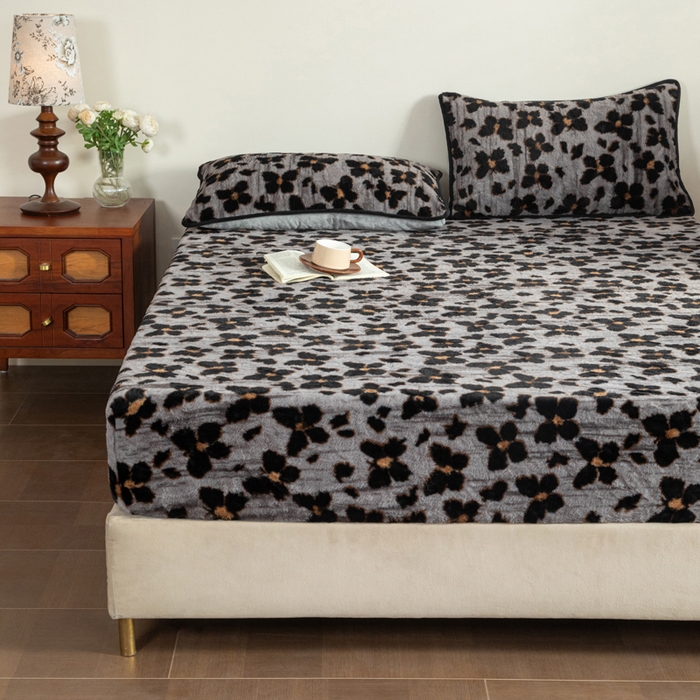 91家纺网 家纺一手货源 找家纺 库里梦家纺 2025直播网红爆款加厚兔兔绒床笠单件床笠单品床笠枕套三件套跨境床笠 蝴蝶梦-灰