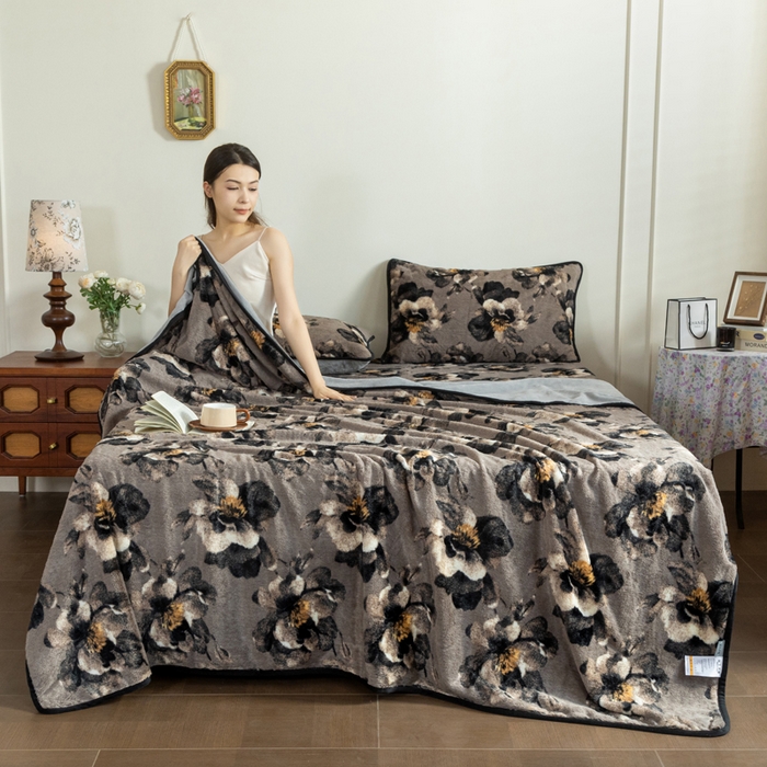 91家纺网 家纺一手货源 找家纺 库里梦家纺 2025直播网红爆款加厚兔兔绒床笠单件床笠单品床笠枕套三件套跨境床笠 百合-灰