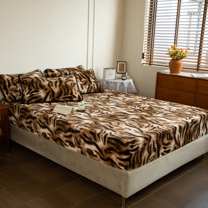 91家纺网 家纺一手货源 找家纺 库里梦家纺 2025直播网红爆款加厚兔兔绒床笠单件床笠单品床笠枕套三件套跨境床笠 虎皮纹