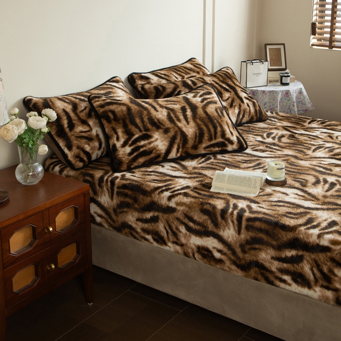 91家纺网 家纺一手货源 找家纺 库里梦家纺 2025直播网红爆款加厚兔兔绒床笠单件床笠单品床笠枕套三件套跨境床笠 虎皮纹