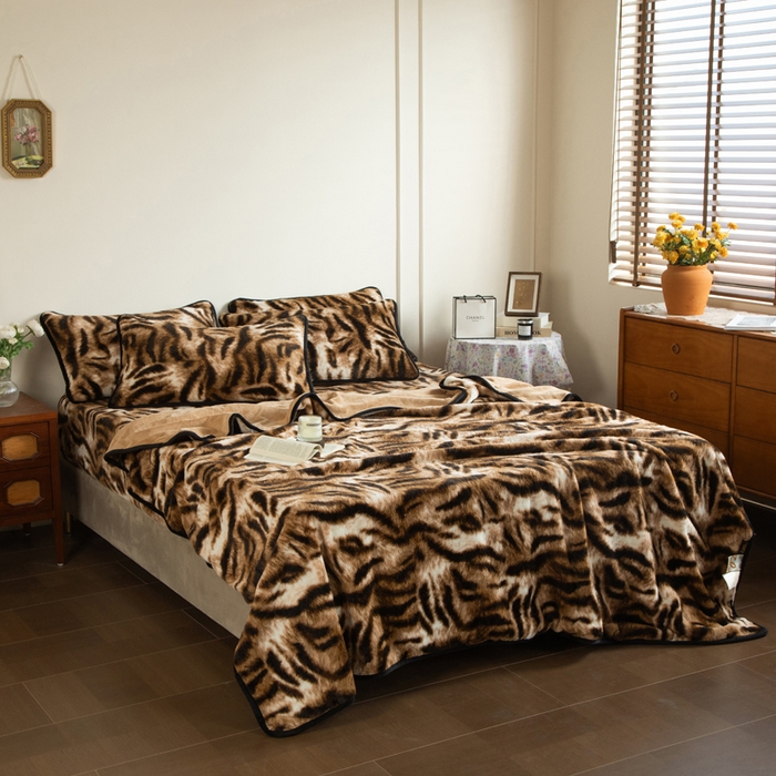 91家纺网 家纺一手货源 找家纺 库里梦家纺 2025直播网红爆款加厚兔兔绒床笠单件床笠单品床笠枕套三件套跨境床笠 虎皮纹