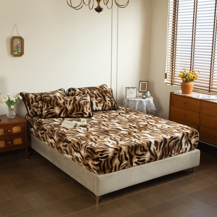 91家纺网 家纺一手货源 找家纺 库里梦家纺 2025直播网红爆款加厚兔兔绒床笠单件床笠单品床笠枕套三件套跨境床笠 虎皮纹