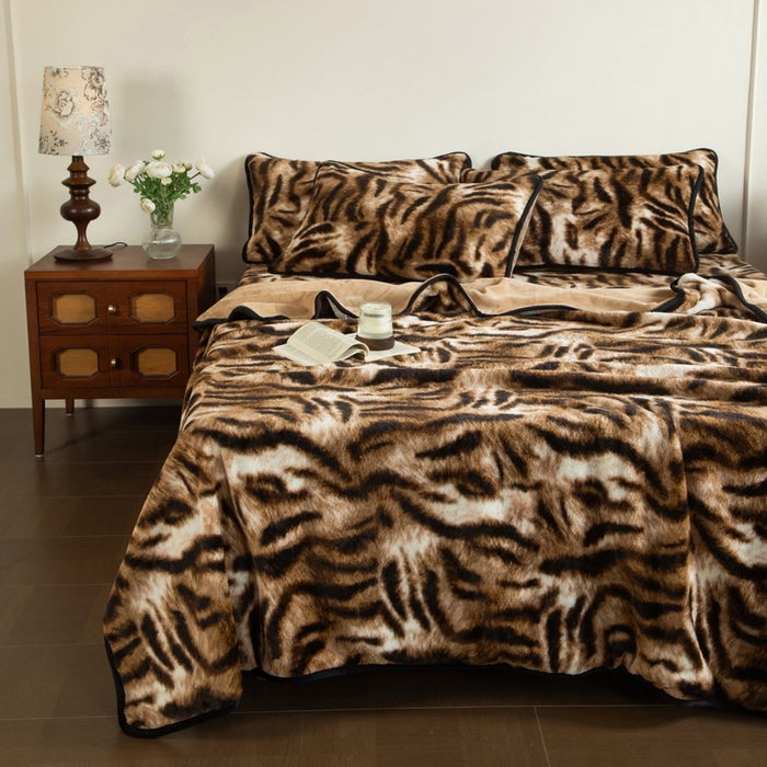 91家纺网 家纺一手货源 找家纺 库里梦家纺 2025直播网红爆款加厚兔兔绒床笠单件床笠单品床笠枕套三件套跨境床笠 虎皮纹