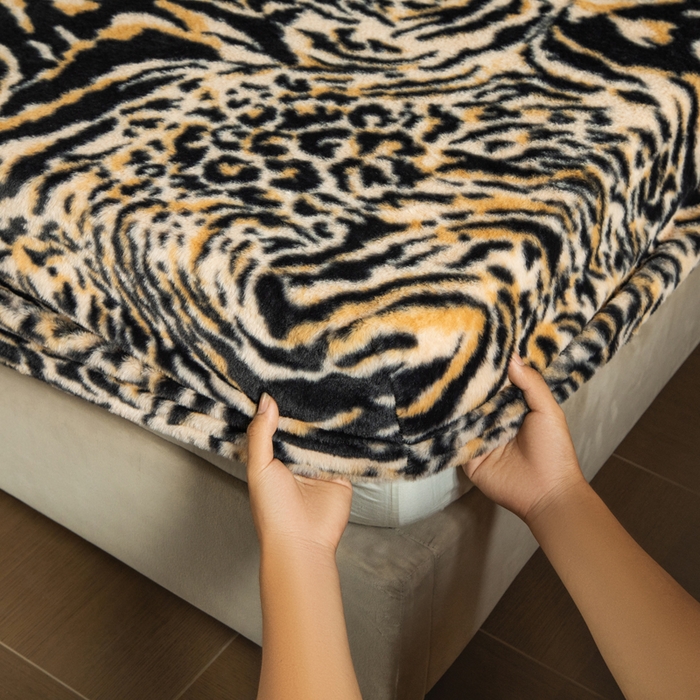 91家纺网 家纺一手货源 找家纺 库里梦家纺 2025直播网红爆款加厚兔兔绒床笠单件床笠单品床笠枕套三件套跨境床笠 豹点纹