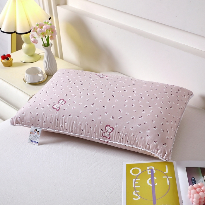 卓昌枕芯 2025新款定型蕾丝磨毛花边枕枕头枕芯 蝴蝶结-粉