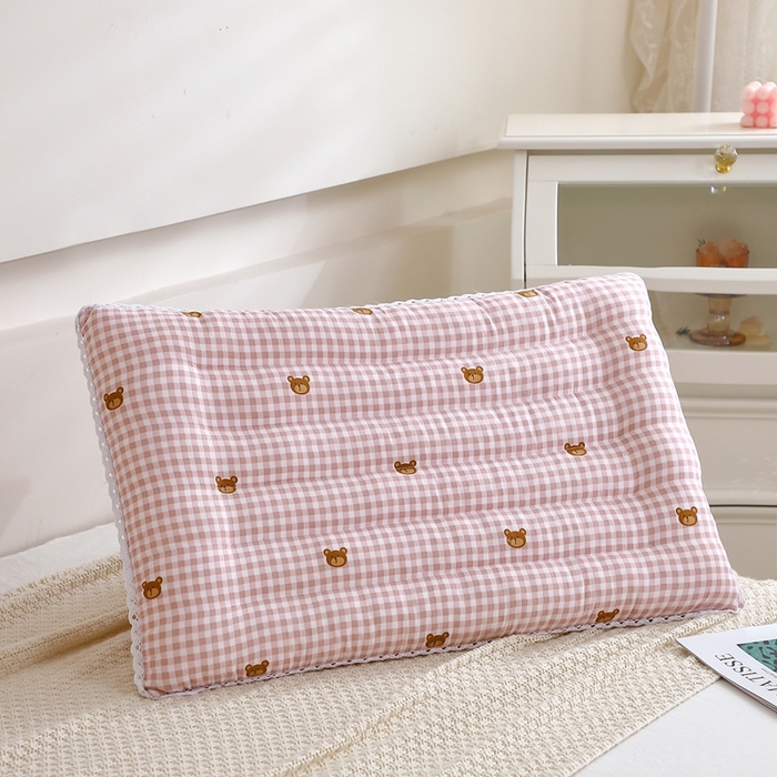 卓昌枕芯 2025新款定型蕾丝磨毛花边枕枕头枕芯 小熊定型枕-粉